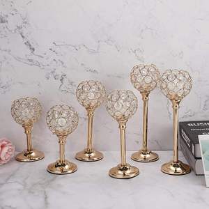 Juego de Portavelas de Cristal y Metal para Bodas, Decoración de Centro de Mesa para Banquetes, Eventos, Hoteles, Fiestas, Exhibidores, Artículos de Decoración - Product Image 1
