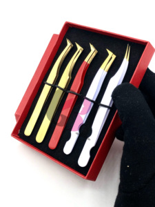 Haute Qualité Isolation Blanc Poudre Revêtement Or Pointe En Acier Inoxydable Volume Or Plasma Extension De Cils Pince À Épiler Outils De Beauté - Product Image 6