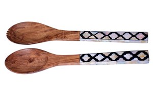 Juego de servidor de ensalada de madera de acacia más vendido con mango de resina Cuchara y tenedor de madera de alta calidad para utensilios de cocina para el hogar - Product Image 2