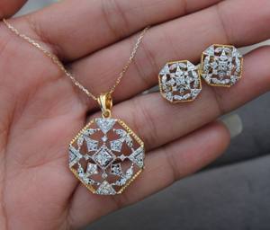 Colgante de lazo de oro amarillo de 18 quilates minimalista elegante IGI certificado joyería de diamantes naturales moderno delicado collar de lujo para mujer - Product Image 1