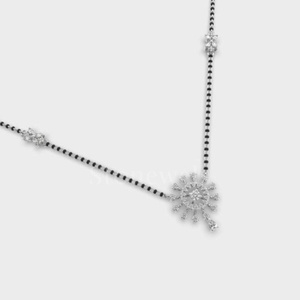 Stonewels Infinity Diamond Beaded Chain Trendy Silver Mangalsutra Diamantes brillantes para bodas Aniversarios Con - Product Image 3