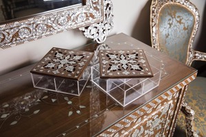 Exclusive Square <b>Food</b> <b>Storage</b> <b>Container</b> with Wooden Lid and Acrylic Base Handcrafted in India <b>for</b> Eid Ramadan - Product Image 5