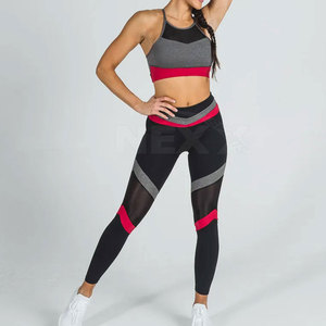 Ensemble de yoga pour femmes personnalisé à bas prix, taille élastique, couleur unie, 2 pièces, respirant, de haute qualité, en spandex/polyester - Product Image 2