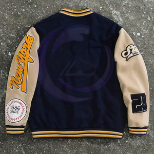 แจ็กเก็ตเบสบอลมหาวิทยาลัยสำหรับผู้ชายแจ็คเก็ตพิมพ์ตัวอักษรสีตัดกันลำลองใส่สบายสำหรับฤดูใบไม้ร่วงกลางแจ้ง - Product Image 2