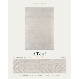 Tapis en Gros : Tapis de Zone en Polypropylène et Polyester ATLANTIS AT005 Blanc, Tapis Turc Fabriqué à la Machine, Densité de 240.000 Points, 10mm - Product Image 2