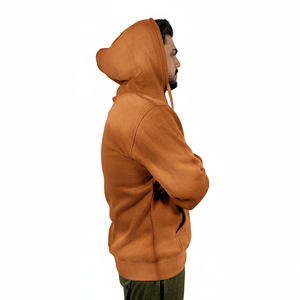 Sweat à capuche en molleton de coton, chaud pour l'hiver, surdimensionné, avec poche kangourou, motif uni et logo personnalisé, sweat-shirts basiques - Product Image 3