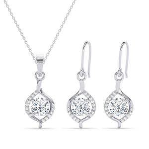 Ensemble de bijoux classique en argent Etta, plaqué or fin, or rose, zircon, diamant, perle, classique pour mariage, fête, cadeau - Product Image 1