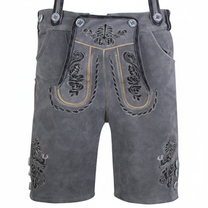 Pantalones Cortos Bávaros de Cuero de Gamuza con Bordado para Hombre, Cintura Media, Estilo Trachten, para Oktoberfest - Product Image 1
