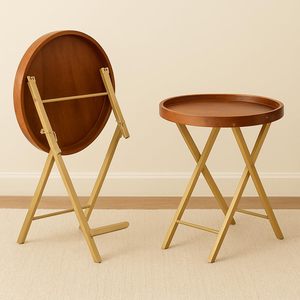 Dessus rond de conception moderne avec pieds en métal Table de nuit en bois pour salon Meubles exclusifs disponibles pour le salon - Product Image 2