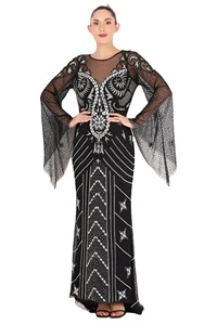 ชุดราตรีผ้าทูลหรูหราพร้อมลูกปัดและเลื่อมประดับด้วยมือคอกลมแขนยาวเต็มสำหรับงานพรอมหรือปาร์ตี้ - Product Image 2