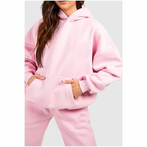 ชุดวอร์มสำหรับผู้หญิงชุดวอร์ม2ชิ้นเสื้อครอปแขนยาวมีฮู้ดสำหรับฤดูใบไม้ร่วง - Product Image 4