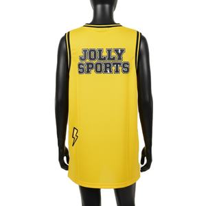 Camiseta de Baloncesto Deportiva para Mujer, de Secado Rápido, con Malla de Poliéster, Paneles Amarillos, Logotipo Personalizado Impreso, Transpirable - Product Image 2