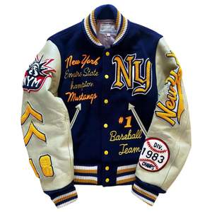 Personalizado bordado Patchwork Stand Vintage a prueba de viento impermeable béisbol moda Oversize deportes Streetwear Varsity chaqueta - Product Image 1