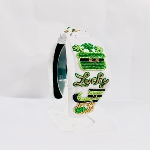 Bandeaux légers et d'excellente qualité pour la saint-Patrick, serre-tête spécial avec nœuds, ornés à la main, serre-tête perlé - Product Image 3