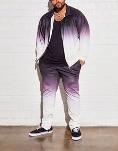 Survêtement en polyester avec logo personnalisé pour hommes, veste zippée et pantalon de jogging, ensemble de vêtements de sport OEM - Product Image 1