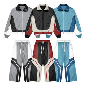 Conjunto Deportivo Personalizado de 2 Piezas, Estilo Urbano, Chaqueta Cortavientos con Ribete Reflectante de Nailon y Pantalones Deportivos - Product Image 1