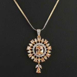 Kundan Jewellery <b>Locket</b> Set - Peach & Golden - Product Image 2