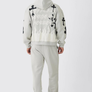 Survêtement d'hiver lourd pour hommes 100% coton avec impression bouffante Logo personnalisé Sweat à capuche respirant Plus Size Options - Product Image 6