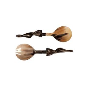 Juego de cubiertos con cabeza de cuerno de mejor diseñador de 2 cucharas, tenedor con mango moderno, cubiertos hechos a mano para utensilios de cocina, vajilla de mesa - Product Image 3