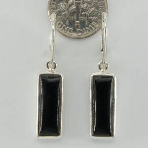 Pendientes colgantes de ónix negro rectangulares Squarevn hechos a mano, pendientes de plata de ley 925 para mujeres y niñas, ropa para fiesta de boda - Product Image 2