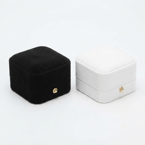 Wholesale Custom Printed Black Velvet <b>Ring</b> <b>Box</b> White Necklace Pendant Packaging <b>Box</b> Velvet Jewelry Gift Storage Containers Bulk - Product Image 3