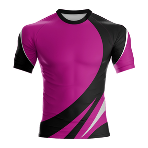 Camiseta de rugby de equipo para adultos al por mayor, camiseta de fútbol de rugby de poliéster elástico de secado rápido con cuello redondo y Media manga - Product Image 5