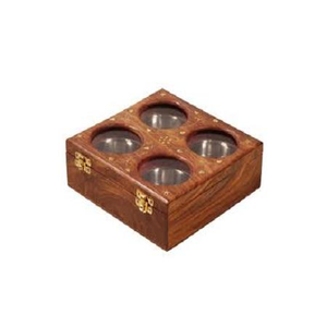 Boîte de rangement pour fruits secs en bois de style antique, faite à la main, forme carrée, en bois massif, boîte de service pour dattes en vrac - Product Image 3