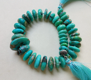 100% cuentas de piedra naturales hechas a mano de 8 pulgadas piedra preciosa turquesa de Arizona con cuentas de turquesa suave en forma de Rondell de Arizona - Product Image 5