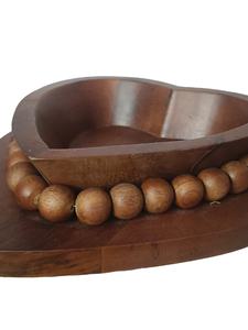 Walnut Brown Vintage Heart-Shape Mango Wood Empty Candle Bowl Eco-Friendly Beaded Wedding Centerpiece Home Decor Christmas - Product Image 3