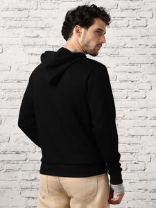Venta caliente Negro hombres sudaderas con capucha invierno OEM personalizable con capucha canguro bolsillo cremallera moda 3D ropa con técnicas de hojaldre - Product Image 2