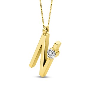 Colgante Minimalista con Letra del Alfabeto, Diamante Cultivado en Laboratorio VVS VS EF, Plata de Ley 925 con Acabado en Oro, Joyería Personalizada con Iniciales - Product Image 5