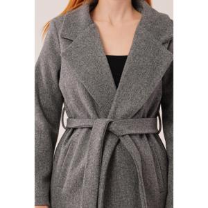Manteau long en laine mélangée anthracite doublé pour femme Lustrin - Élégante veste d'hiver en gros pour femmes - Product Image 4