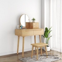 Table de toilette moderne en bois massif pour chambre à coucher, multifonctionnelle, avec tiroirs et miroir, idéale pour appartement et hôtel (vente en gros)