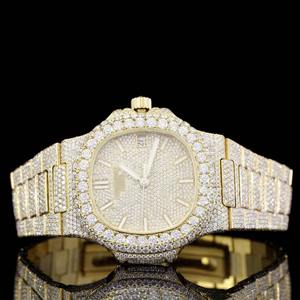 Montre automatique de luxe pour homme avec cristal saphir, diamants de laboratoire, mouvement suisse, style hip-hop, entièrement sertie de diamants - Product Image 2