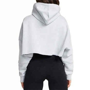 Women's Printed Solid Color 100% Cotton Pullover Crop <b>Top</b> Hoodie Casual <b>Winter</b> - Product Image 3