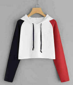 Haut court brodé en molleton respirant en polyester/coton pour femmes personnalisé Sweat à capuche court d'entraînement de gymnastique grande taille doublure de printemps automne - Product Image 4