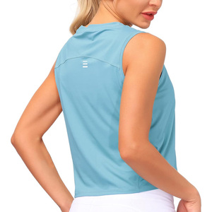 Womens custom workout crop <b>tops</b> breathable gymwear summer fitness activewear oem logo service private label printing included - Product Image 3