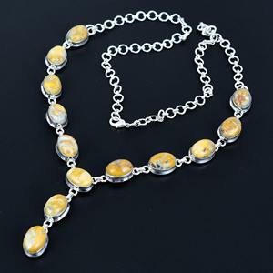 Calidad superior auténtica Plata de Ley 925 Natural Maligano Jasper cabujón bisel ajuste cadena collar mujeres joyería pesada - Product Image 5