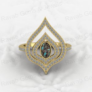 New Arrival Genuine 925 Sterling Silver Women's Wedding Ring Mohave Blue Black <b>Copper</b> Turquoise Gemstone 7x9mm Oval Shape - Product Image 1