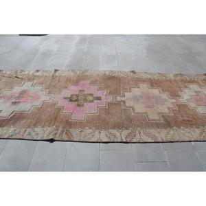 Alfombra de 4.4x11.4 pies, Alfombra Turca, Alfombra a Rayas Marrones - Product Image 4