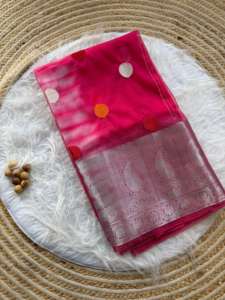 La última organza con lunares y tejido Zari Sari mujer fabricante de moda y proveedor de Surat al precio más bajo - Product Image 5