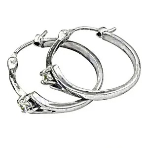 Boucles d'oreilles créoles en argent sterling 925 pour femmes, or 18 carats, motif floral tendance avec diamant rubis, fiançailles, mariage, anniversaire - Product Image 1