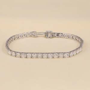Round Cut Lab Grown Diamond Sterling <b>Silver</b> & Gold Tennis <b>Bracelet</b> 10.12 TCW VS Clarity EF Color Hallmarked Elegant Luxurious - Product Image 3