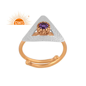 Dernière conception faite à la main 18K plaqué or naturel améthyste pierre précieuse bague empilable bijoux personnalisés pour les femmes cadeau pour elle - Product Image 1