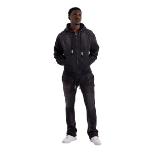 Sweat-shirt à capuche unisexe de haute qualité respirant imprimé de strass pour hommes en gros pour l'hiver - Product Image 2