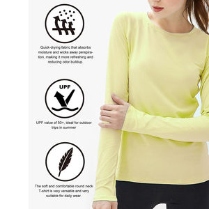 Camisetas de protección contra erupciones ajustadas con cuello redondo de alta calidad, protección de la piel para uso al aire libre, protector contra erupciones de manga larga para mujeres OEM - Product Image 3