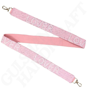 Sangle de sac à main perlée «ITS ME HI» accessoire de sac en coton élégant et amusant avec lettrage personnalisé pour des looks à la mode de tous les jours - Product Image 2