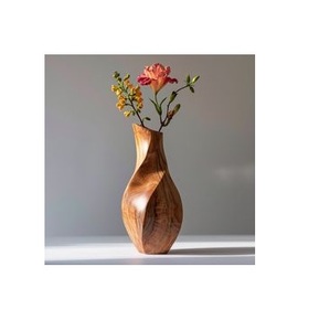 Vase à fleurs de style américain en bois massif fait à la main meilleur vase de sol quantité minimale de commande bas poli pour la maison jardin mariage et fête meilleure idée cadeau - Product Image 1