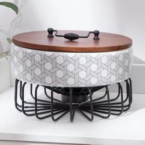 Cacerola blanca con tapa marrón, plato elegante para servir comida caliente para el hogar, cocina, mesa de comedor, boda y uso en eventos festivos - Product Image 1