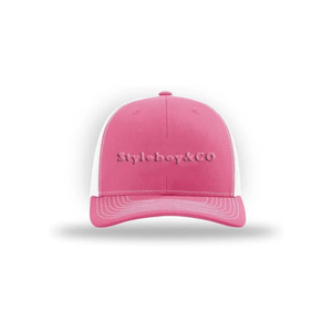 หมวกแก๊ปทรงทรัคเกอร์ 6 แผง สีชมพูอ่อนและสีขาว แบบสองสี  สำหรับงานซับลิเมชั่น  ปักลายได้  สายปรับได้  สำหรับทุกเพศ - Product Image 5